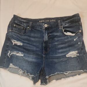 American Eagle Outfitters Distressed Dark Blue Jean Shorts